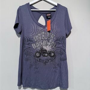 Harley-Davidson women XL t- shirt  rhinestone-embellished graphic cutout back